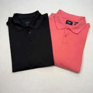 Haggar Men's Short Sleeve Polo Shirts in Black and Coral - Size Large